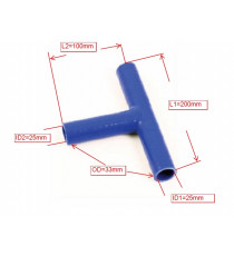 Manicotto a T silicone 3 vie - diametro interno 25 mm - bracci 100 × 200 mm
