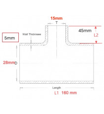 Tubo Riscaldamento Silicone Mercedes Citaro - Derivazione a T D28/15/28mm L160mm - Equivalente OEM A0029977274
