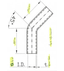 Tubo Silicone Curva 45° Ø40mm L1-125mm L2-150mm REDOX 5 Strati VMQ