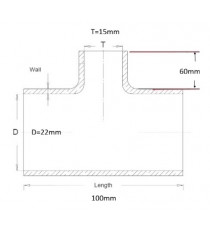 Manicotto Silicone con Derivazione a T Ø22mm-Ø15mm - Alte Prestazioni VMQ 3 Strati