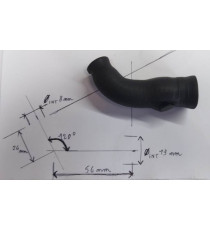 Gomito 45° riduttore 8-13mm L 24x56mm silicone VMQ / poliestere 3 tele 4mm nero