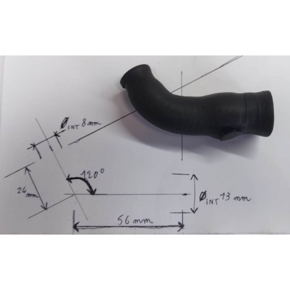 Gomito 45° riduttore 8-13mm L 24x56mm silicone VMQ / poliestere 3 tele 4mm nero